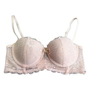 Pink Lace Bra Padded size 34B Underwire International Intimates